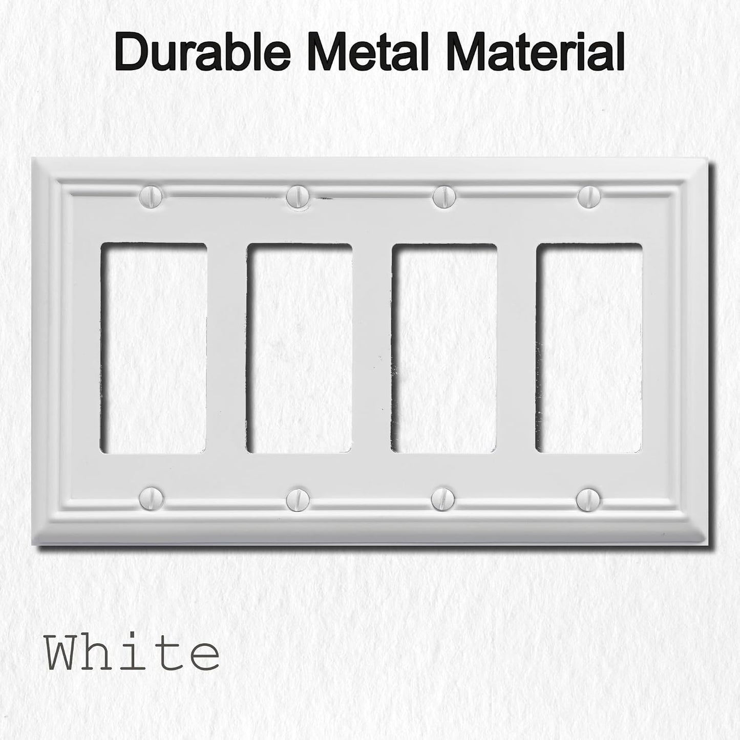 Cubierta interruptor cuádruple 4 vías metal blanco paquete 2