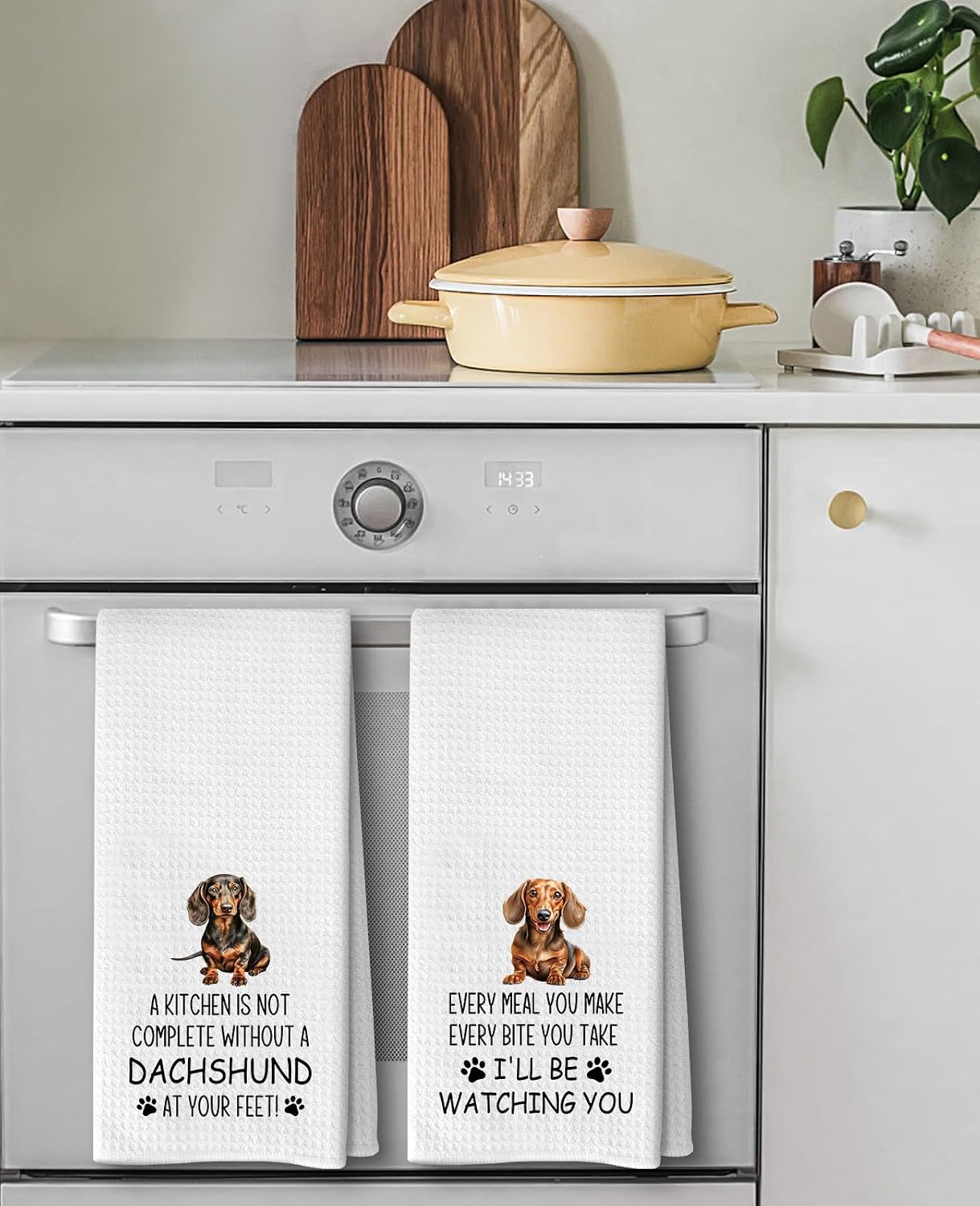 Set 2 toallas cocina gofre perro salchicha absorbentes