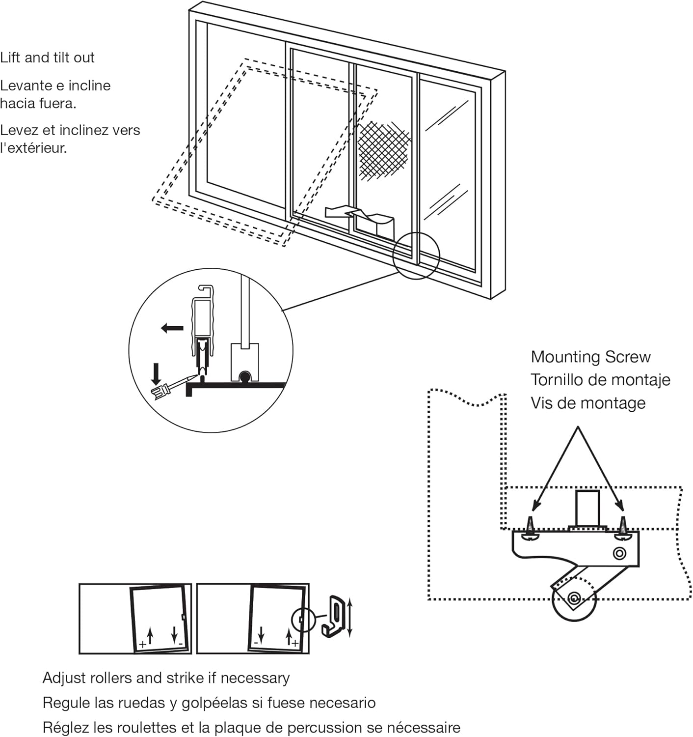 Rodillo puerta mosquitera acero 1pulg set 2