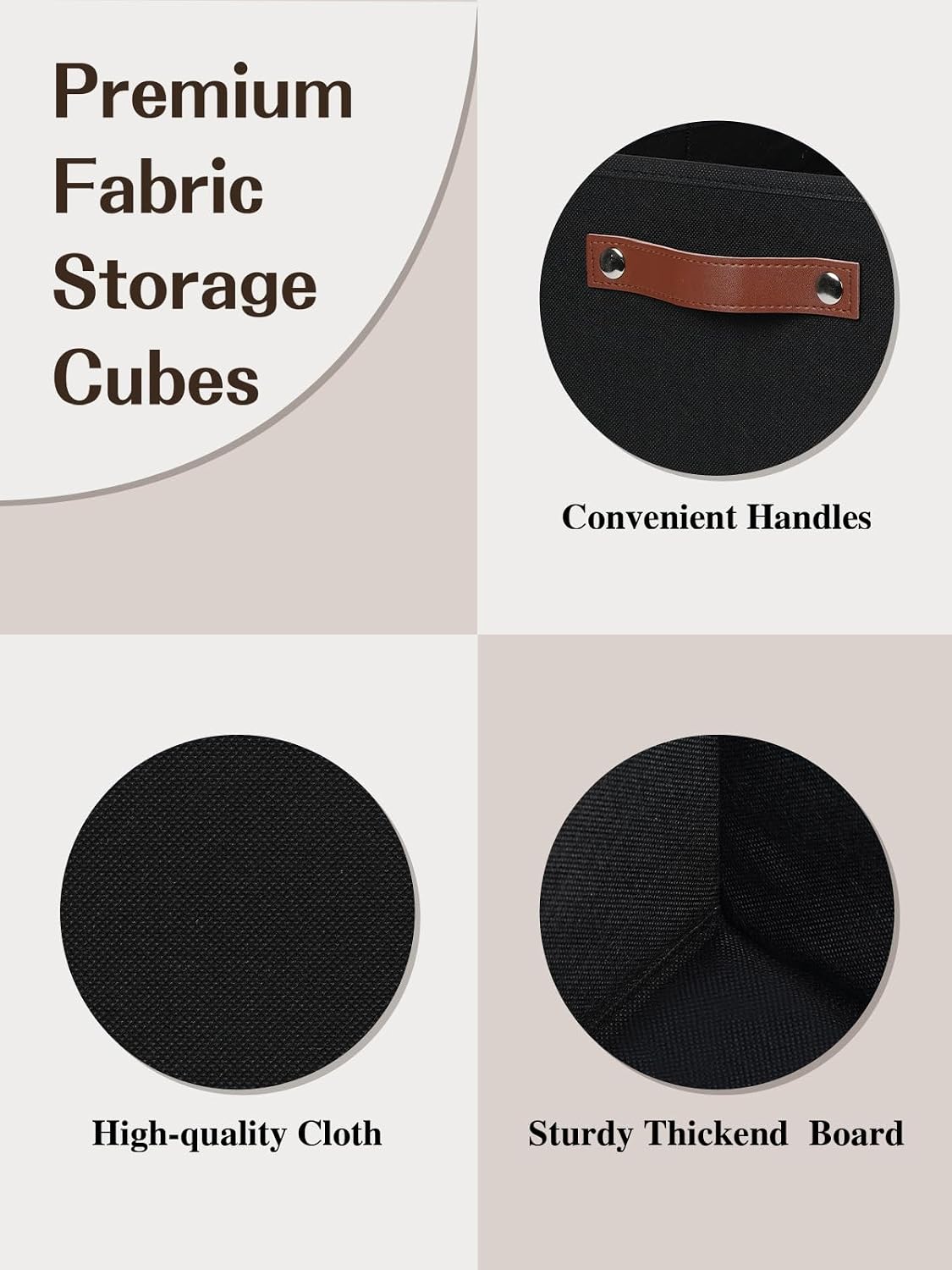 Cubos almacenamiento 11x11 tela con asas caja ropa negro