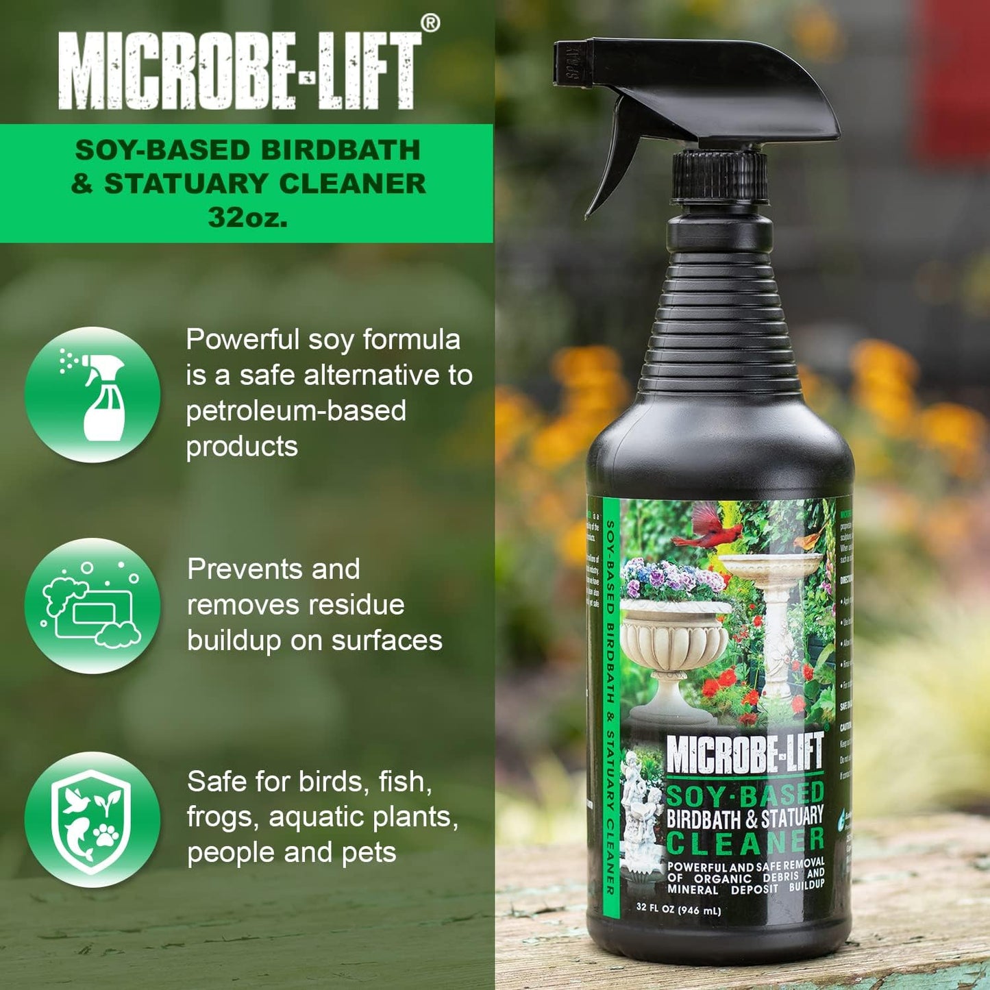 Limpiador estatuas y baño pájaros 32oz fórmula natural