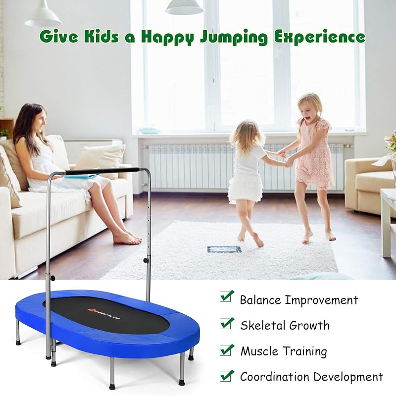 Trampolín plegable para niños con pasamanos y almohadilla
