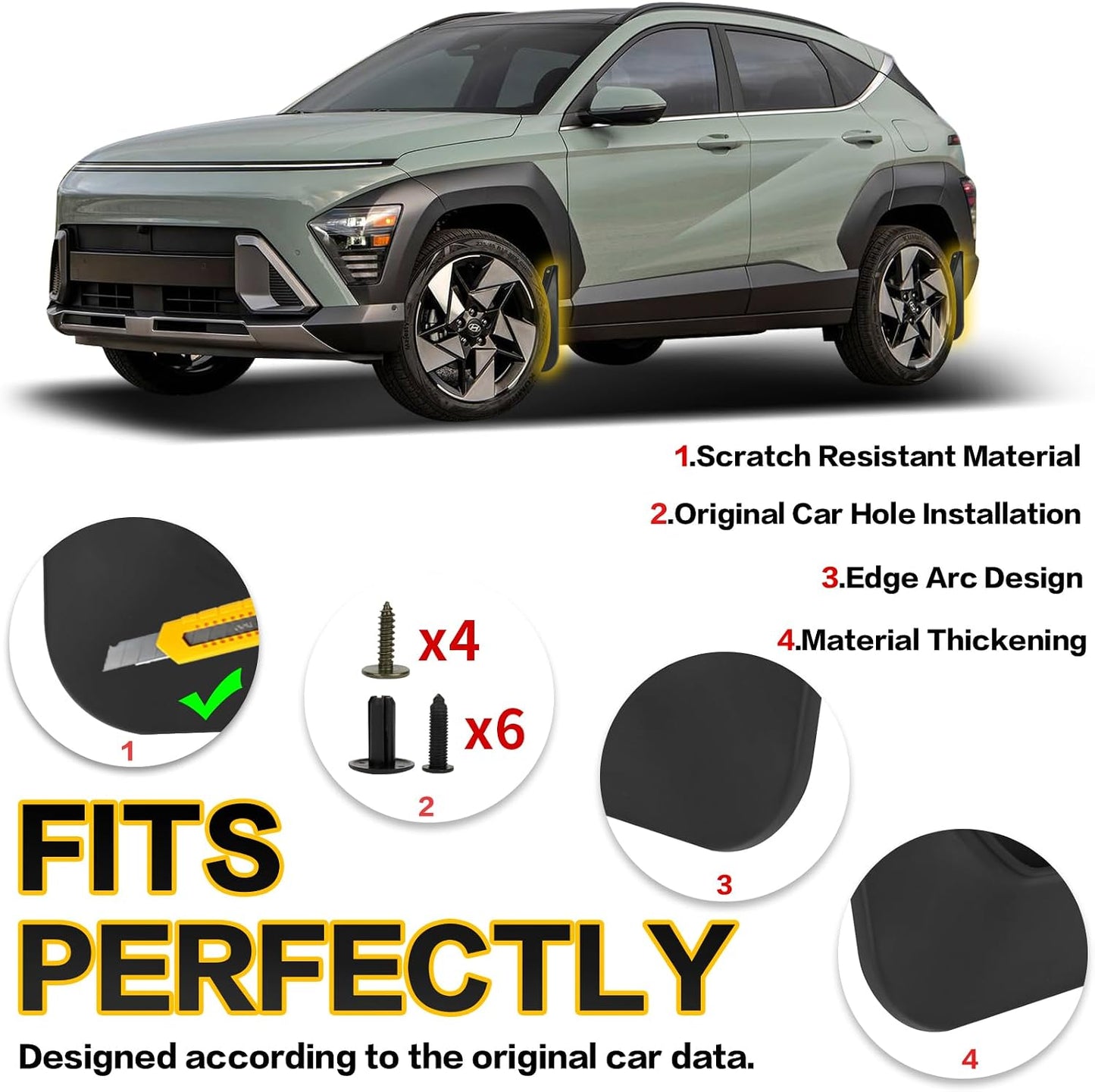 Set 4 aletas barro Kona 2024-2025 con kit herramientas