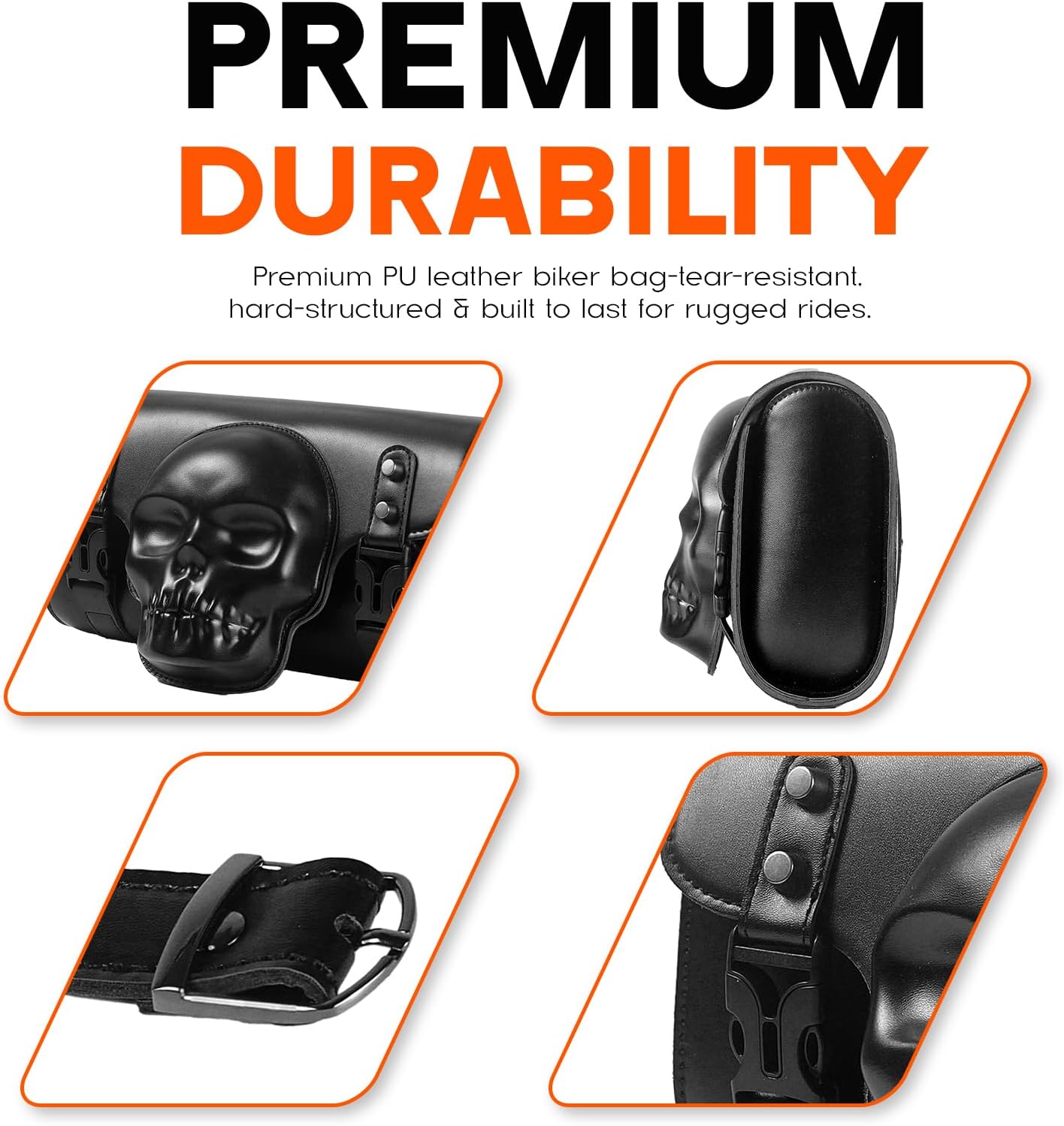 Bolsa herramientas motocicleta 7.2L cuero PU negra