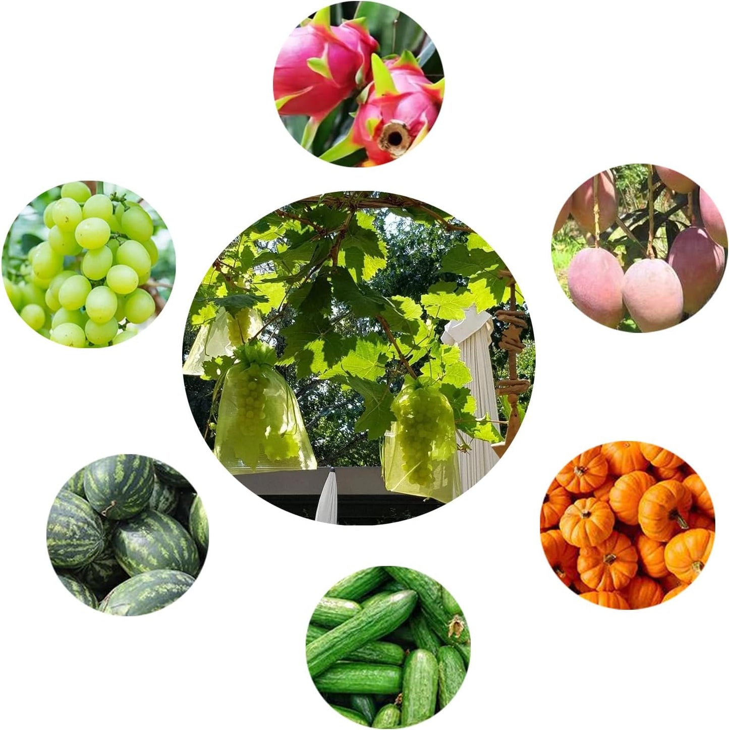 30 Pzas Bolsas Malla Protección Frutas con Cordón Reutiliz.