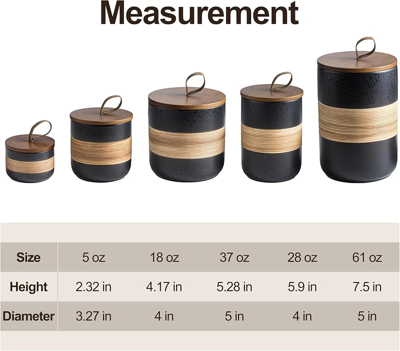 Contenedor cerámica café y té 61oz negro apilable