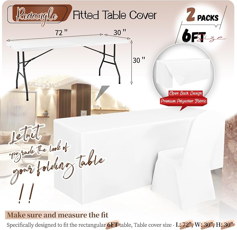 Fundas mesa ajustables blancas 6ft pack 2 plegables fiestas