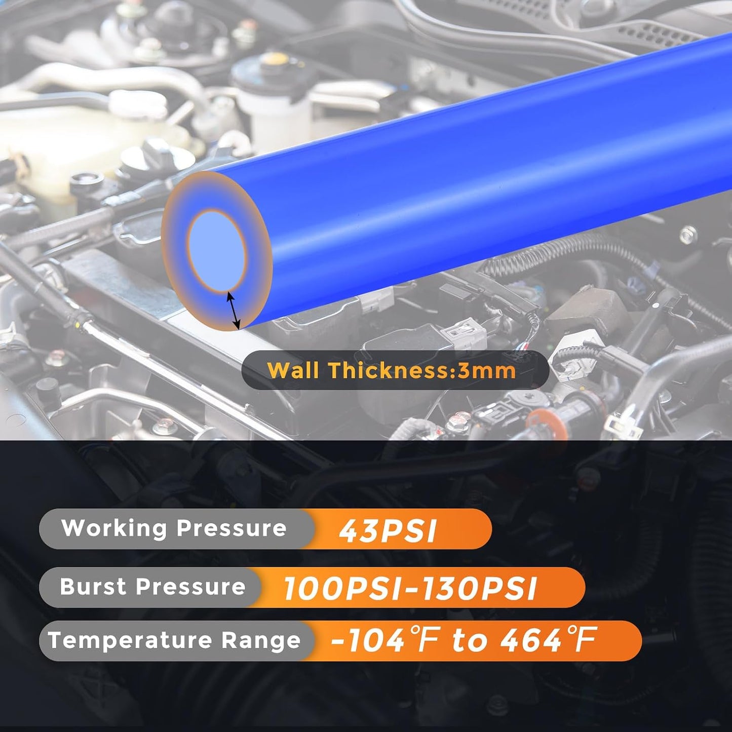 Manguera vacío silicona automotriz 5ft 3/16pulg alta temp
