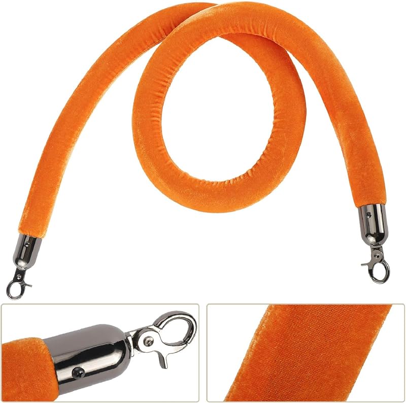 4 Cuerdas Terciopelo Naranja con Ganchos 5ft Barrera