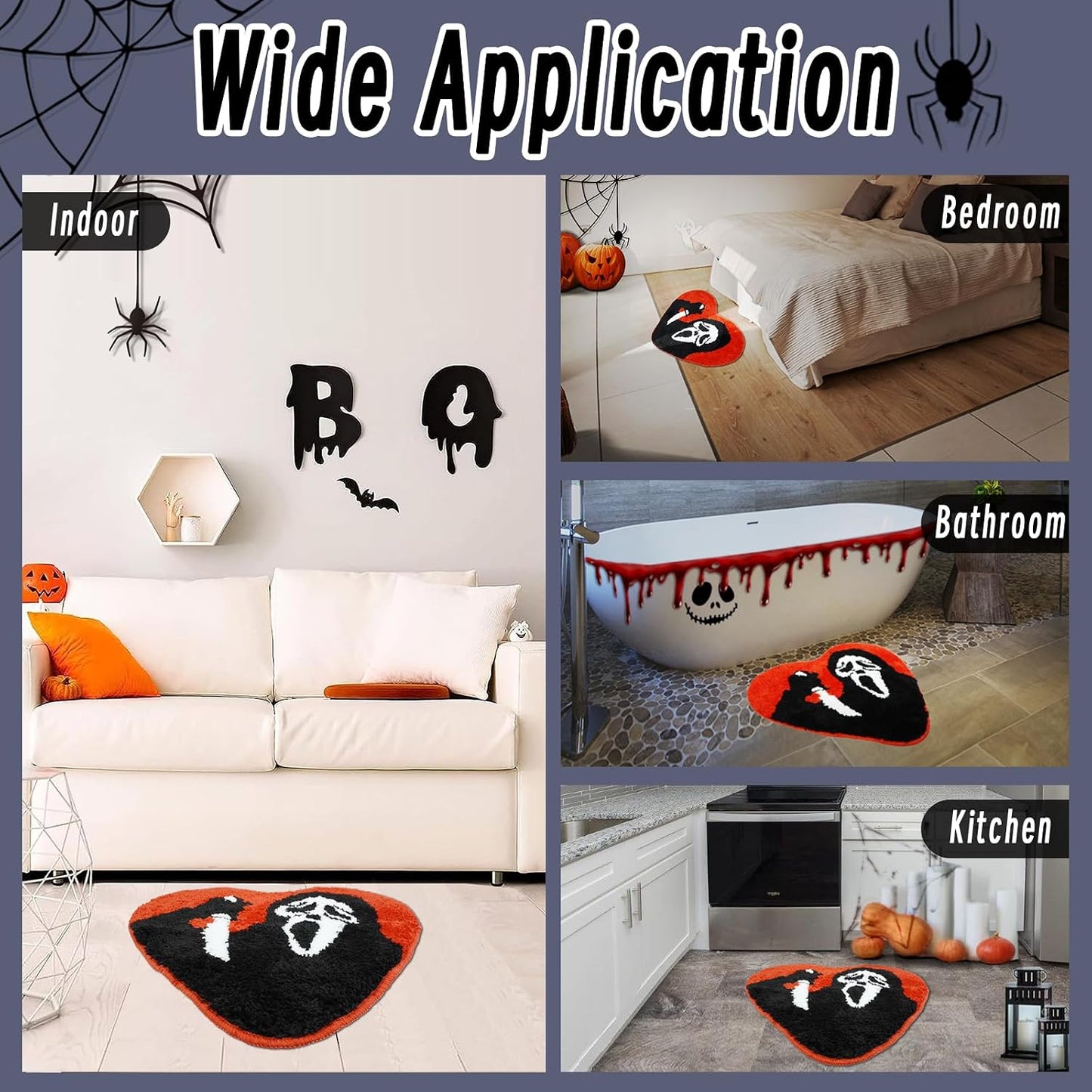 Alfombra baño Halloween calavera cuchillo antiderrap