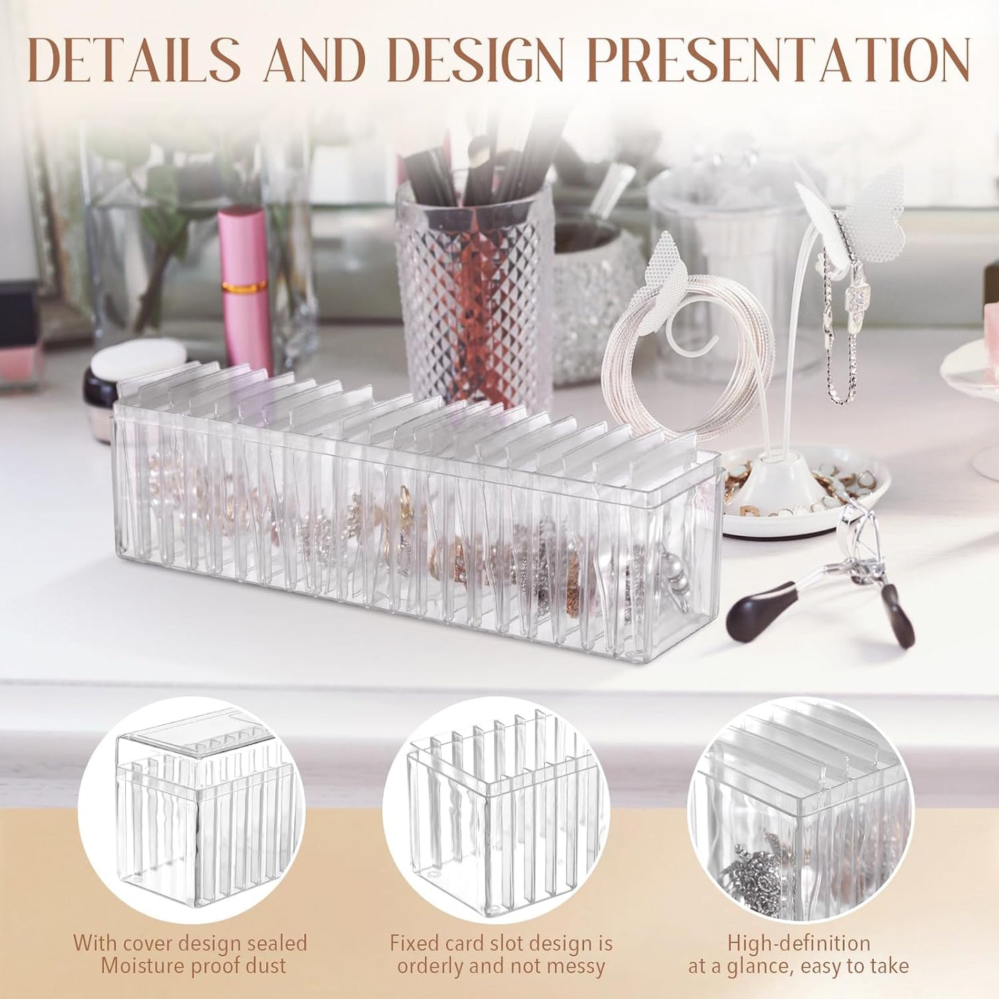 Organiz. joyas acrílico 21 pzas con bolsas anti-deslustre