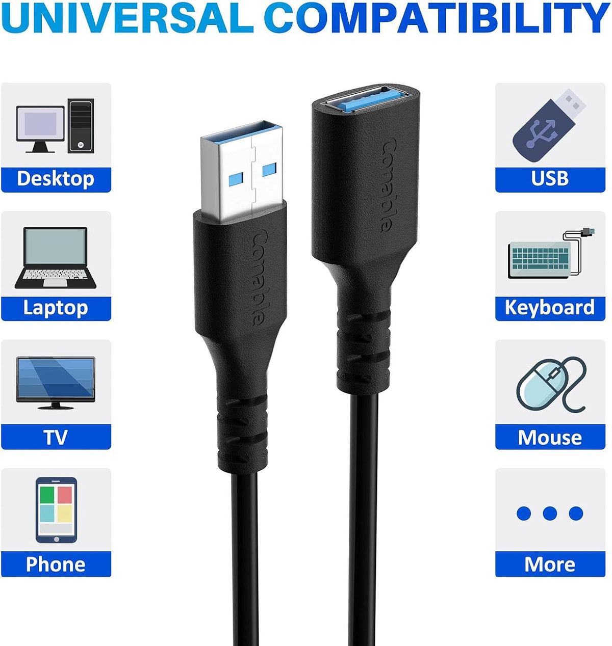 3 Cables USB 3.0 4ft Macho a Hembra 5 Gbps