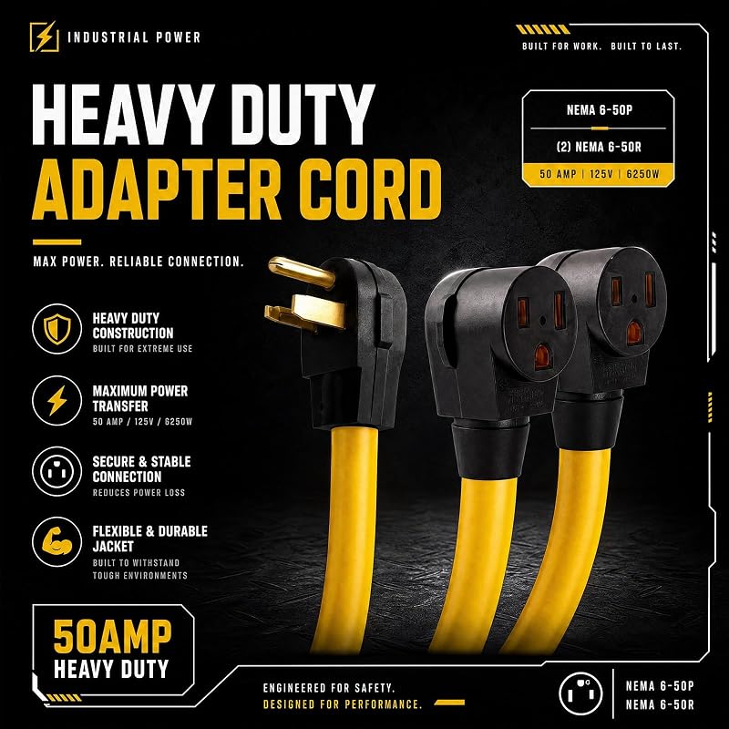 Cable adaptador en Y NEMA 6-50P a 6-50R 3 ft soldador 250V