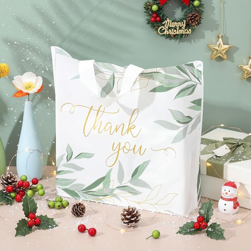 100 Bolsas Compras 15x12pulg Resistentes Plástico Verde