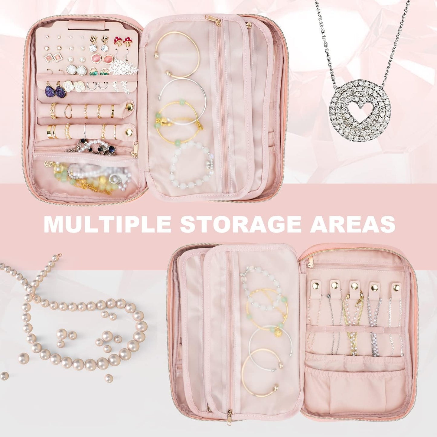 Estuche organiz. joyas viaje con compartimentos