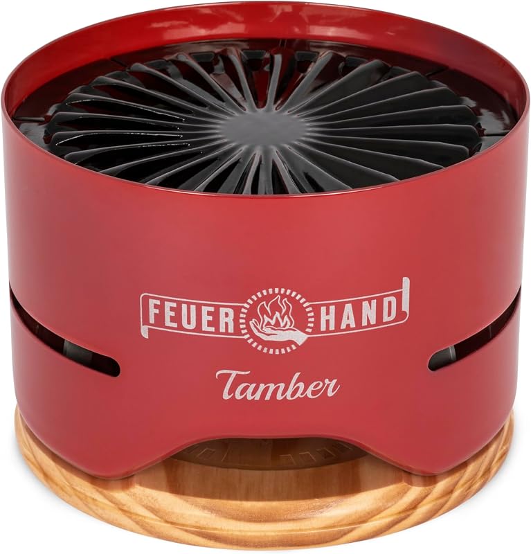 Parrilla carbón mesa acero polvo madera tapa 7.9pulg rojo