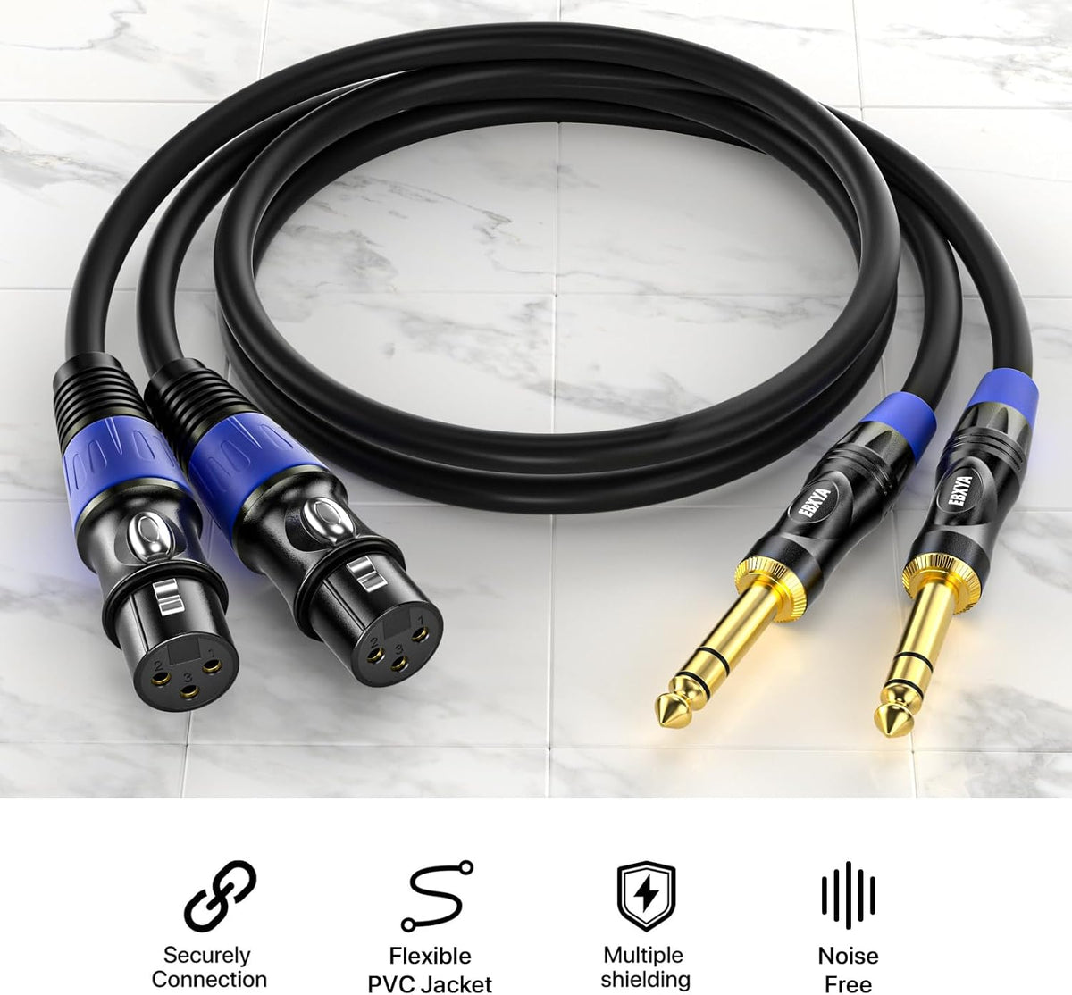 Cable XLR a TRS 1/4 pulg 3 pies paquete 2