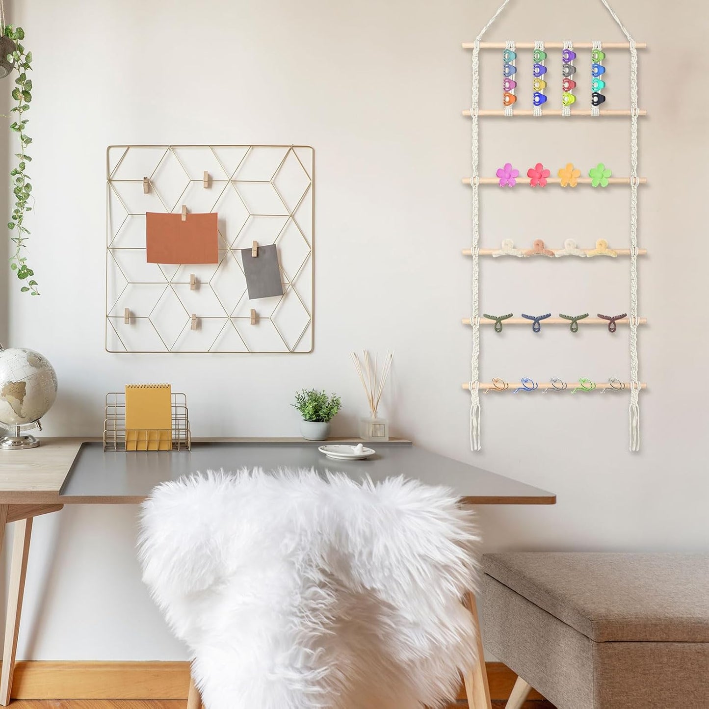 Organiz. pinza pelo bohemio para colgar y almacenar