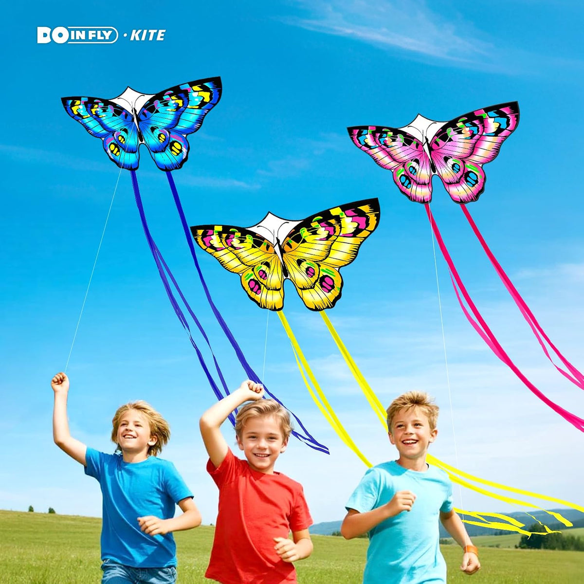 Cometa mariposa 2 pzas para niños y adultos azul rosa