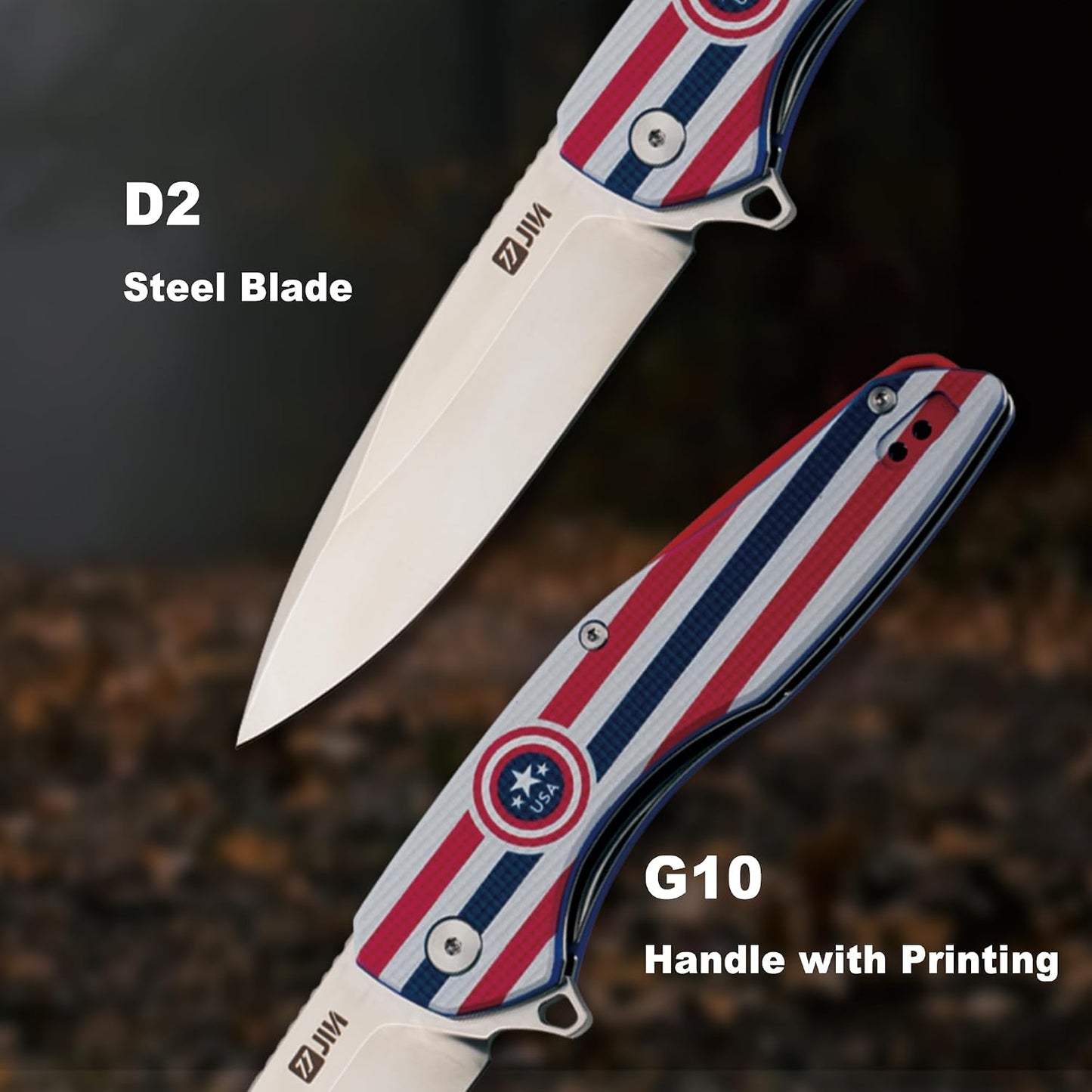 Cuchillo plegable EDC con clip hoja D2 mango G10