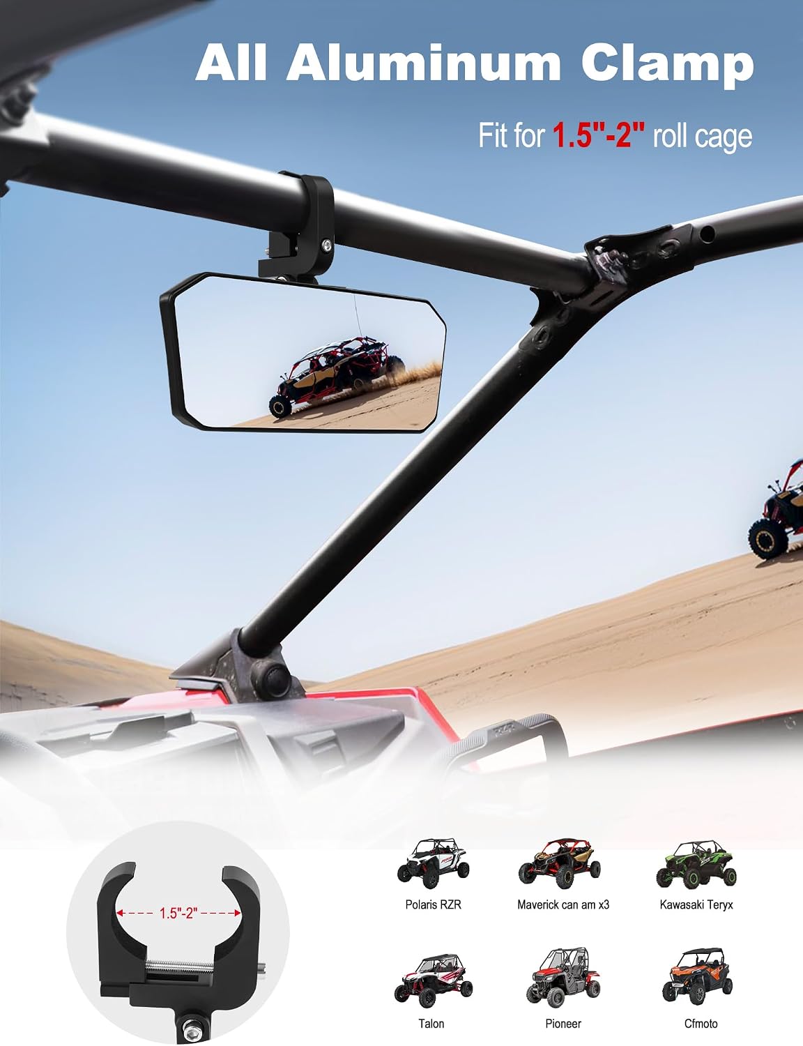 Espejo retrovisor UTV 4.2x11" comp Polaris RZR Can Am X3