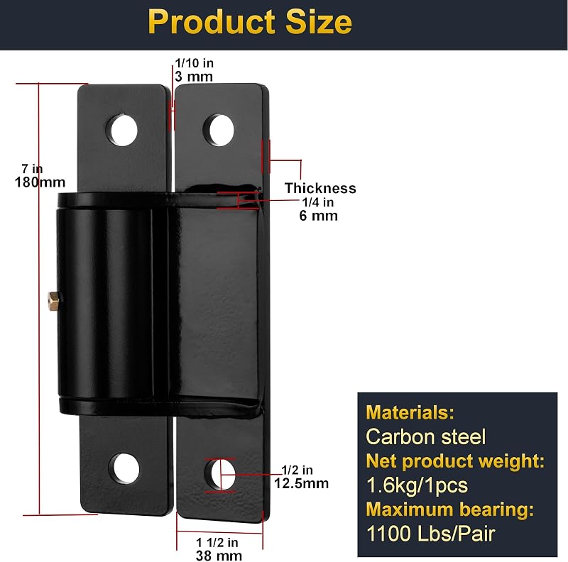 Bisagras resistentes para puertas grandes de madera o metal