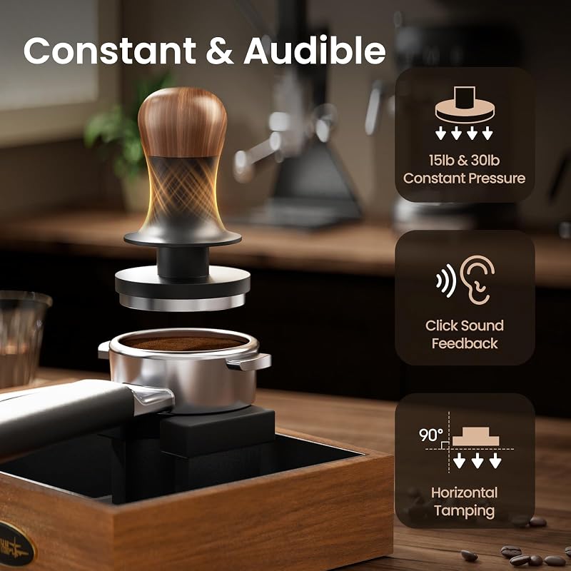 Tamper espresso calibrado 3 muelles retroalimentación sonido