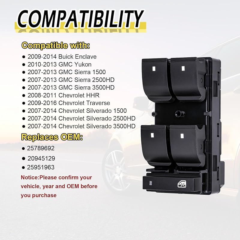 Interruptor control ventana Chevy Silverado 07-13