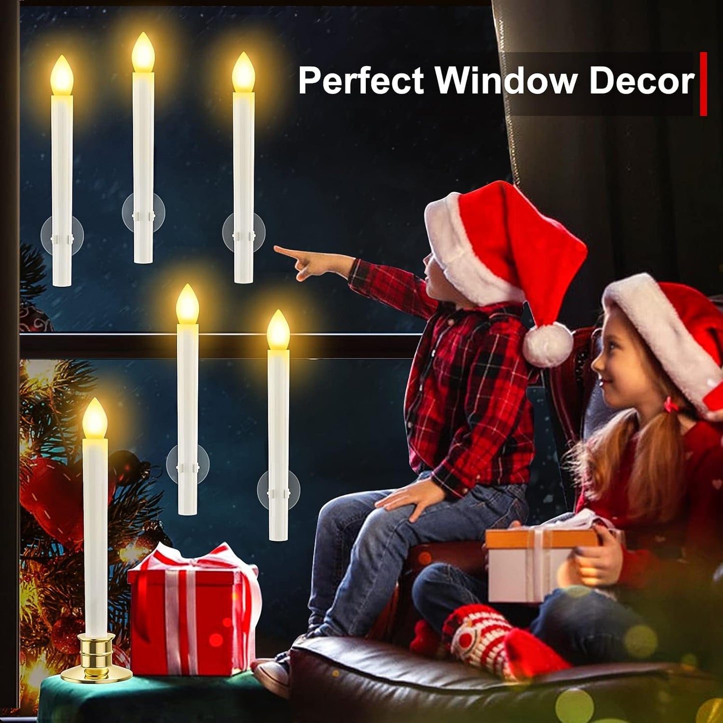 8 Velas Navideñas con Temporizador Led Control Remoto