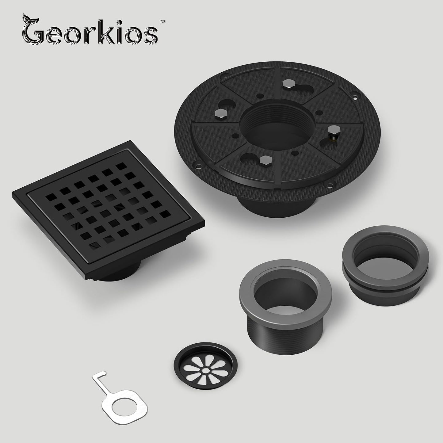 Desagüe ducha cuadrado 4pulg acero inox cubierta rejilla negro