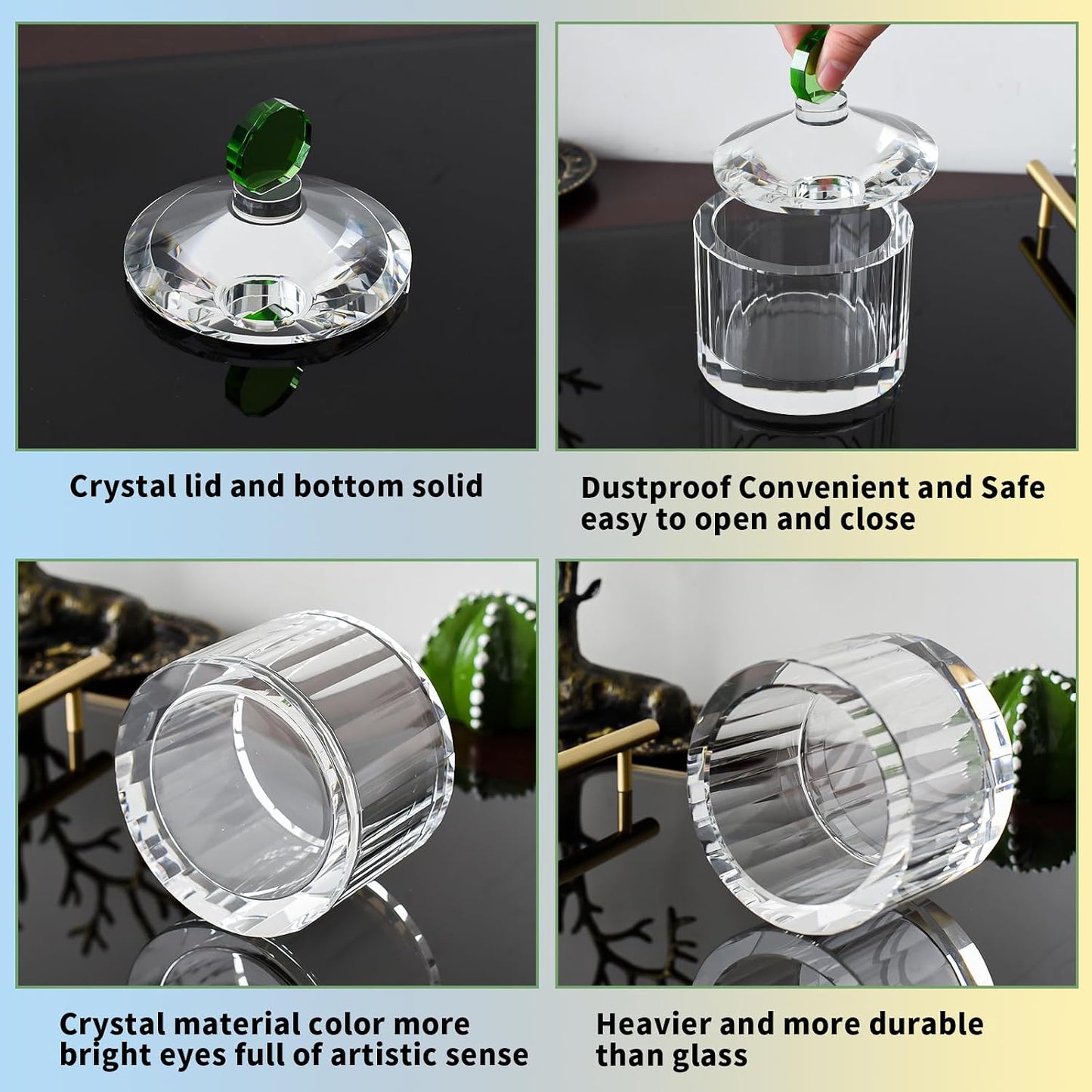 Tarros cristal con tapa para joyas, baño y hogar