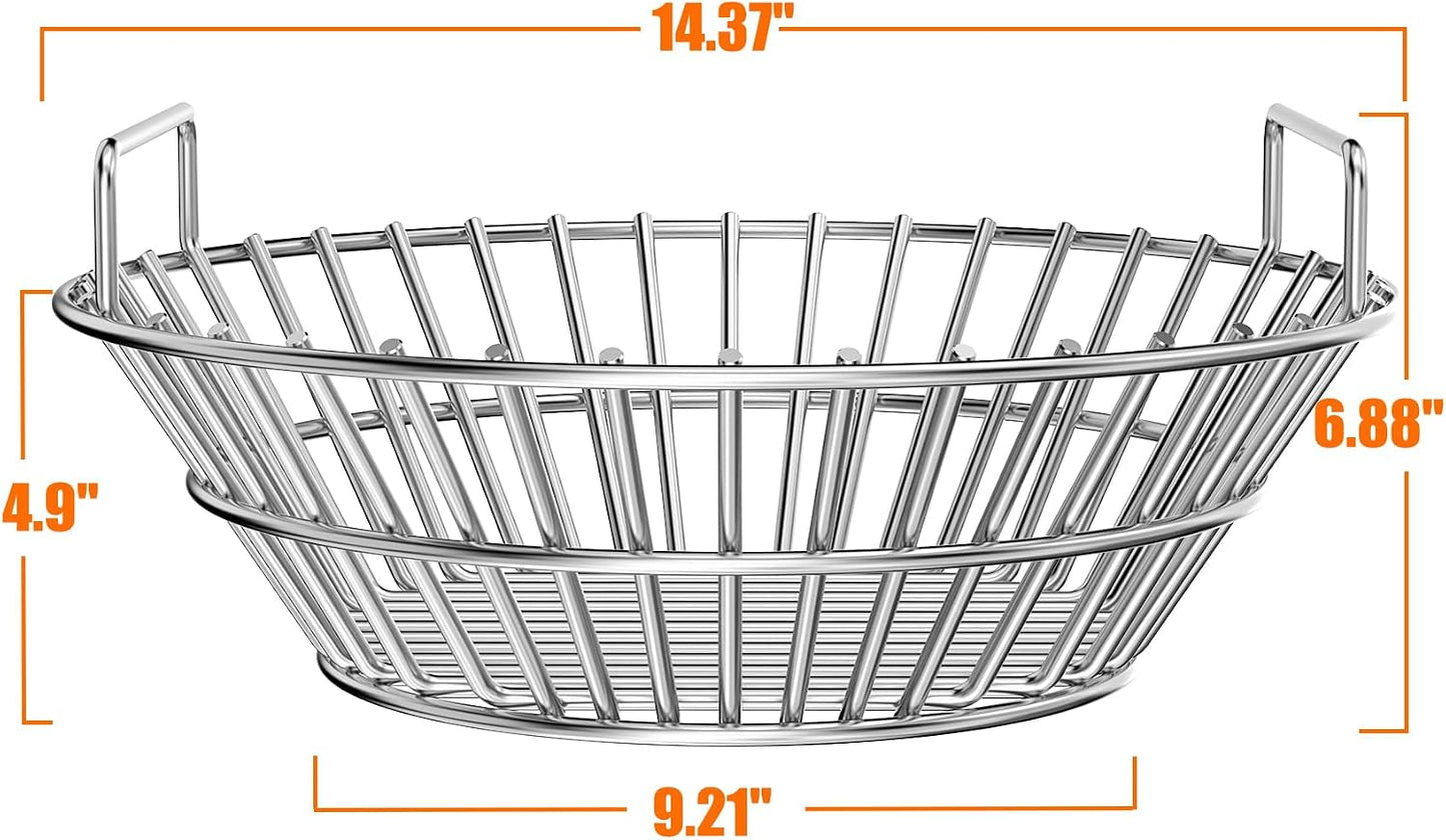 Cesta ceniza carbón acero inox asas para Kamado Joe y Big Green Egg