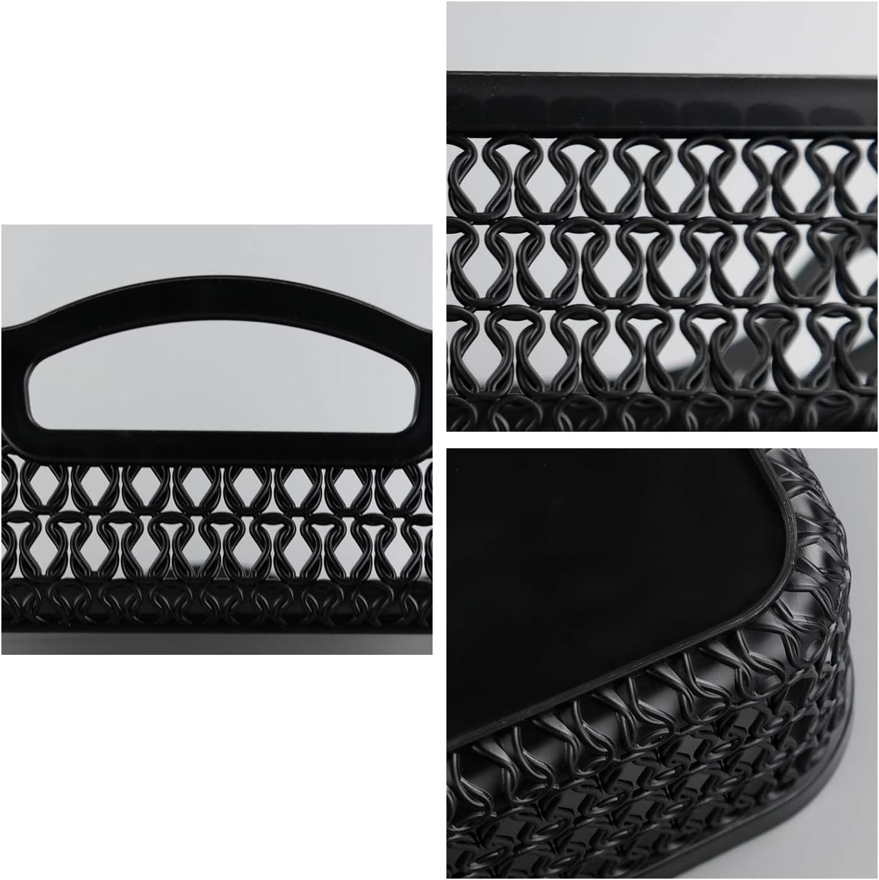 Bandeja plástico asa negro set 6