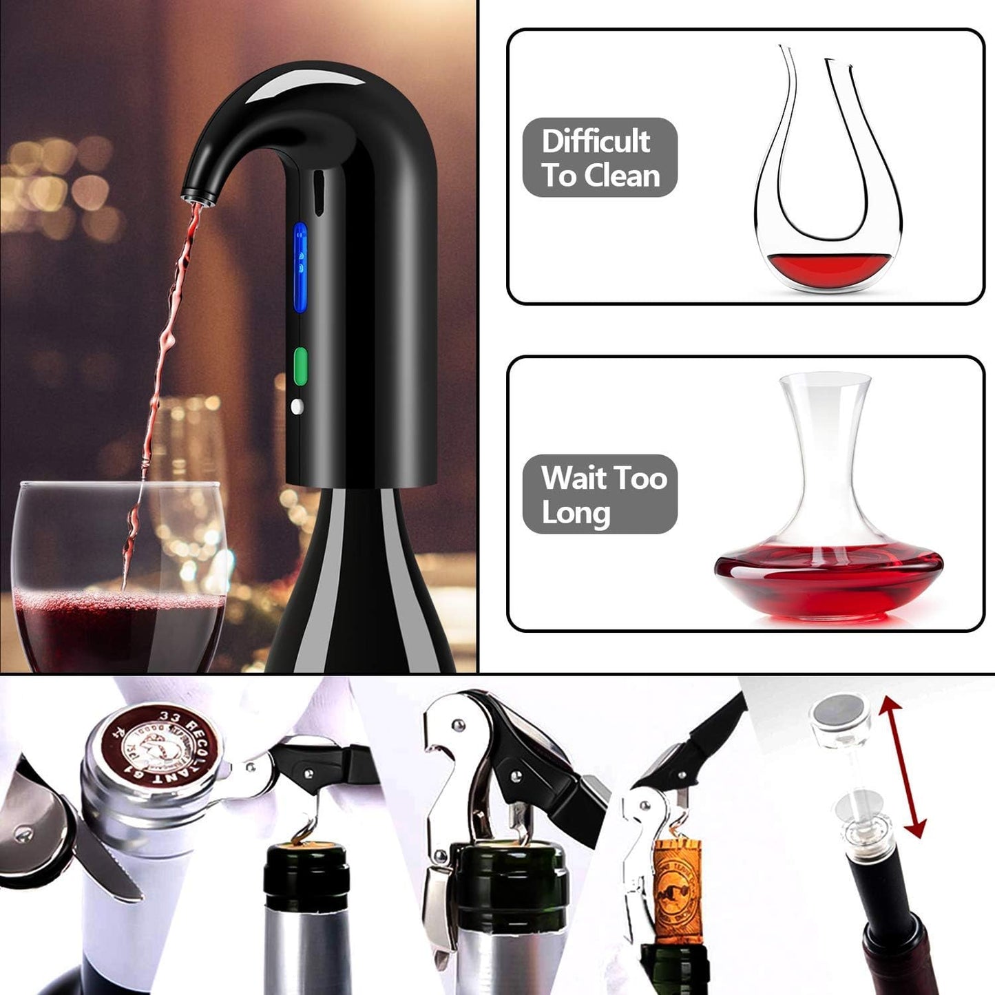 Aireador vino eléctrico USB regalo San Valentín