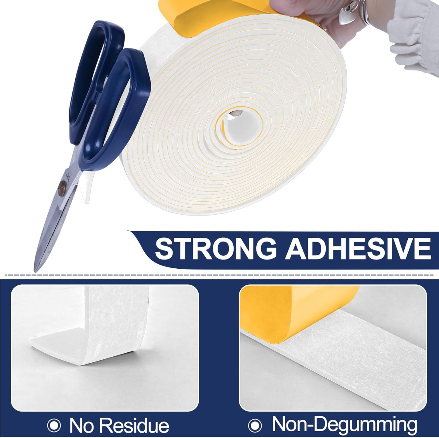 Cintas espuma autoadhesivas 2x0.25pulg 6.5ft resistente intemperie