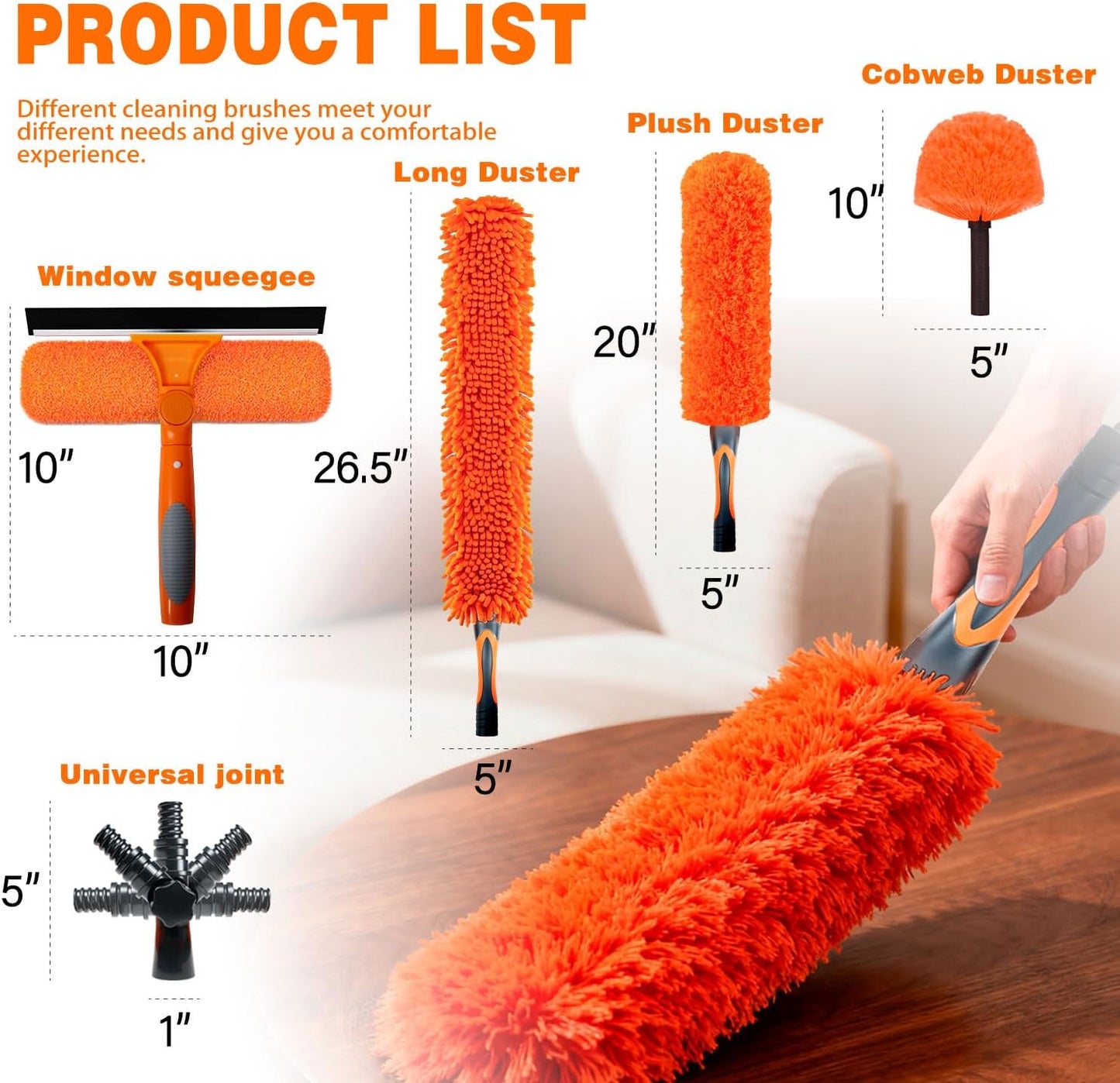 Kit limpieza plumero 20ft poste 5-12ft ventilador alto reutilizable