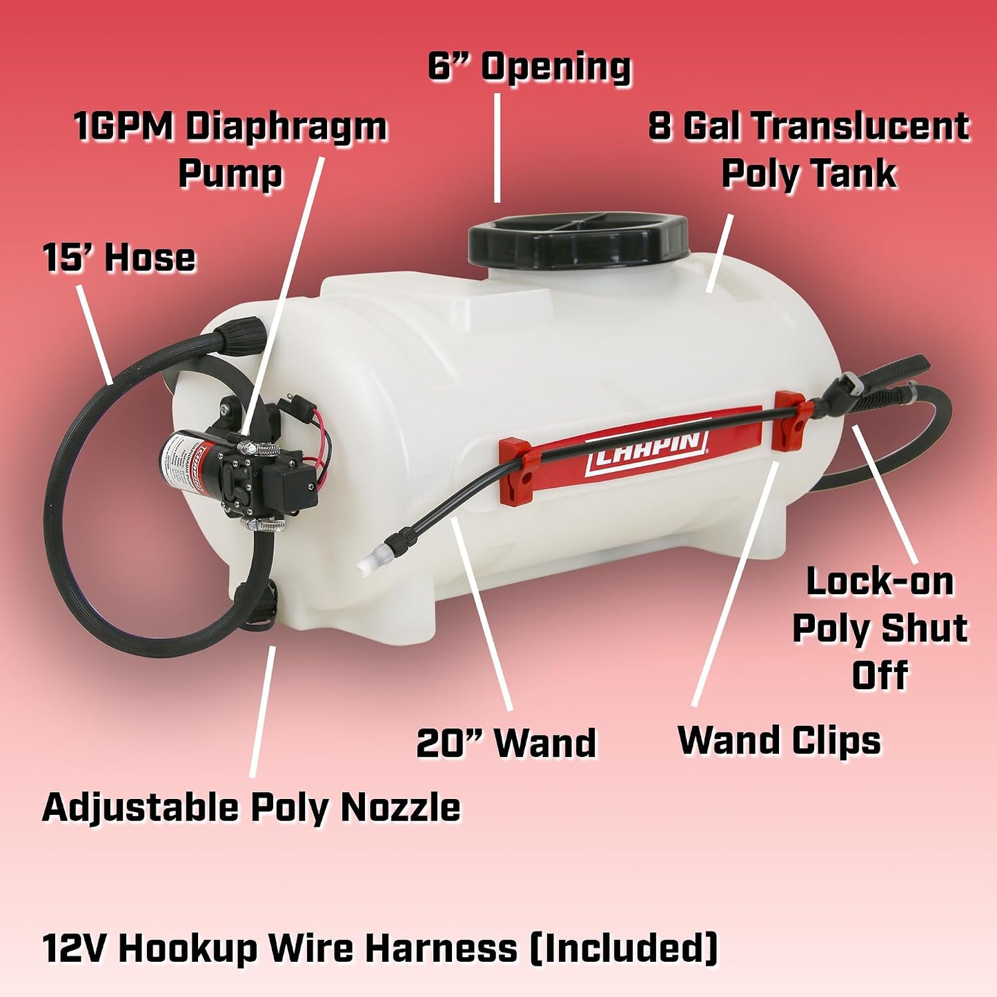Pulverizador 8gal ATV UTV 12V 1GPM manguera 15pies