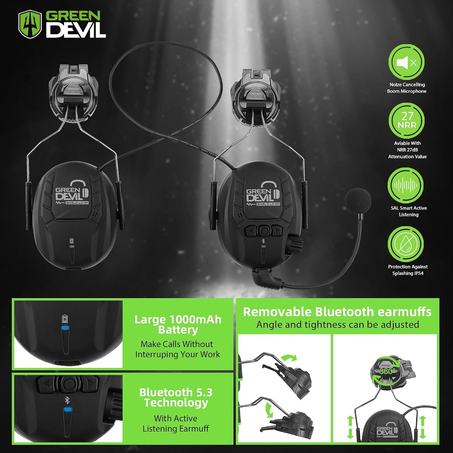 Casco seguridad visera Bluetooth ventilado ANSI Z89.1