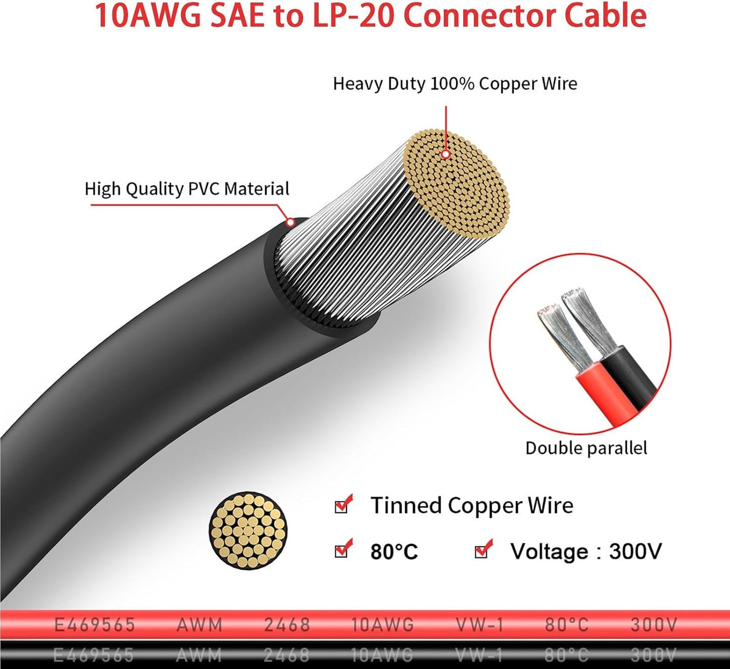 Conector circular 2 pines enchufe solar Furion a SAE 10 pies