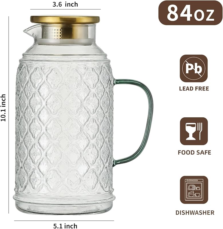 Jarra vidrio borosilicato 2.5L con tapa set 2