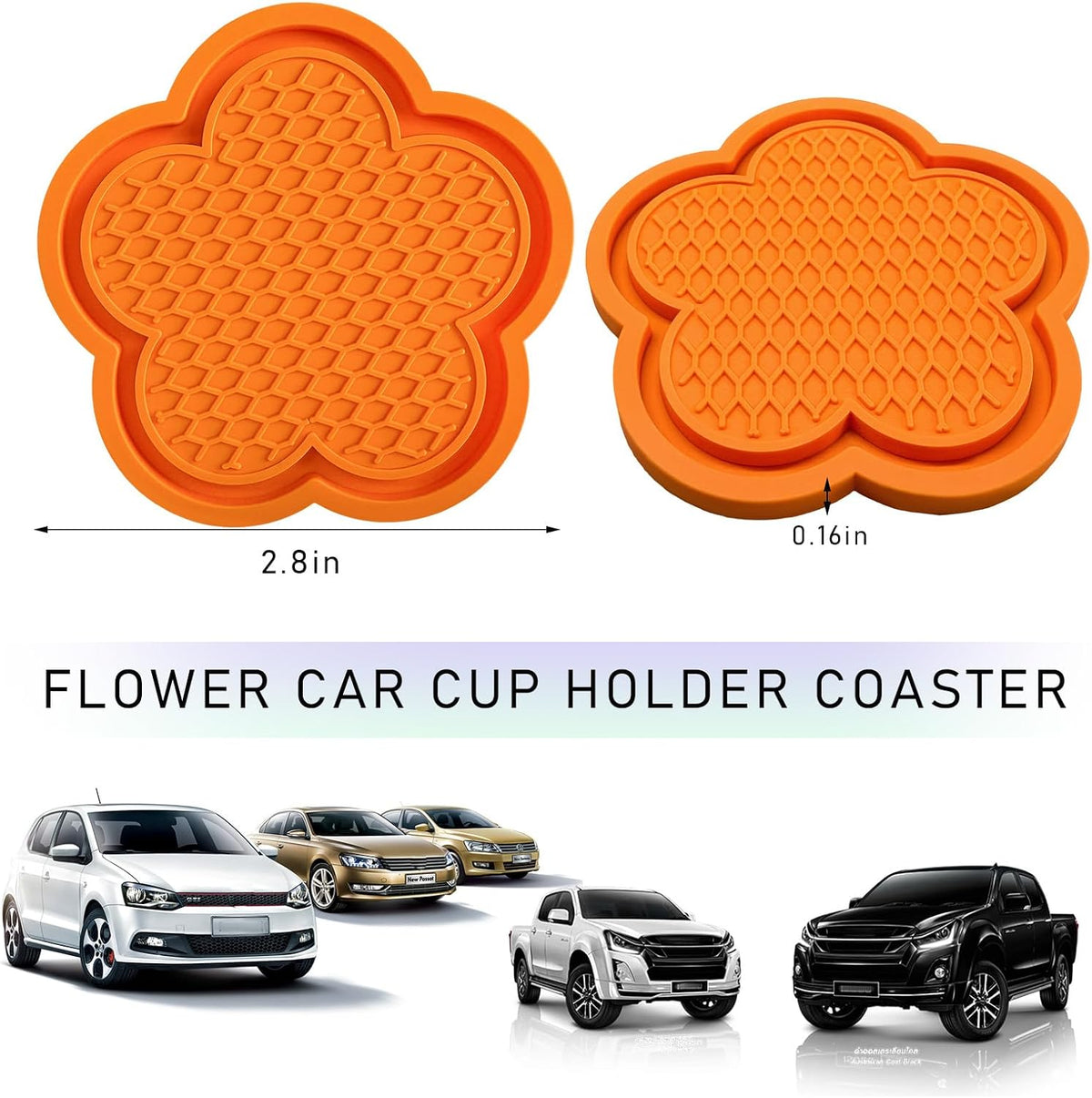2 Pzas Posavasos para Auto Tapete Flor Antideslizante PVC