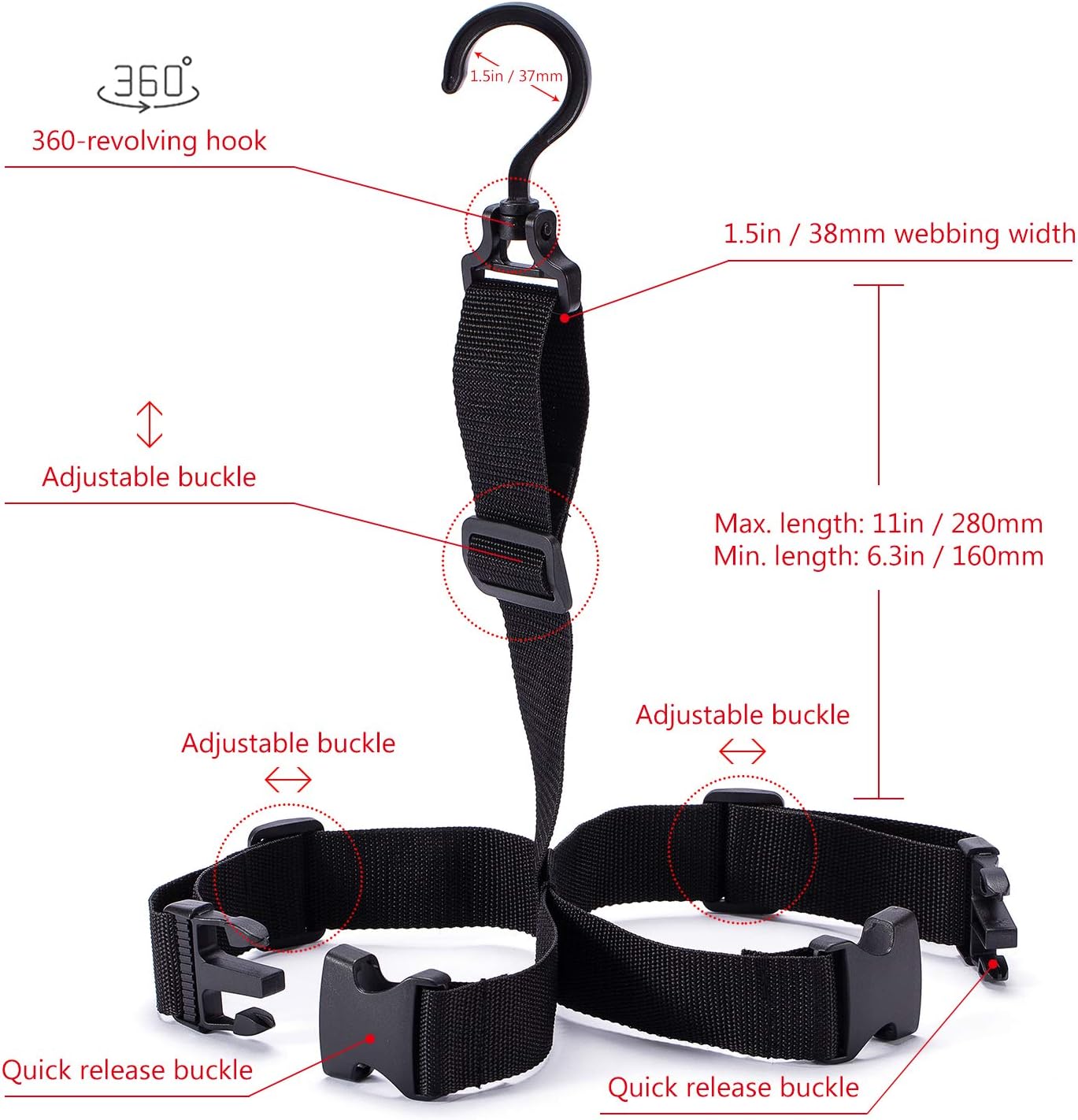 3 Pzas Correas Ajustables para Colgar Botas Pesca