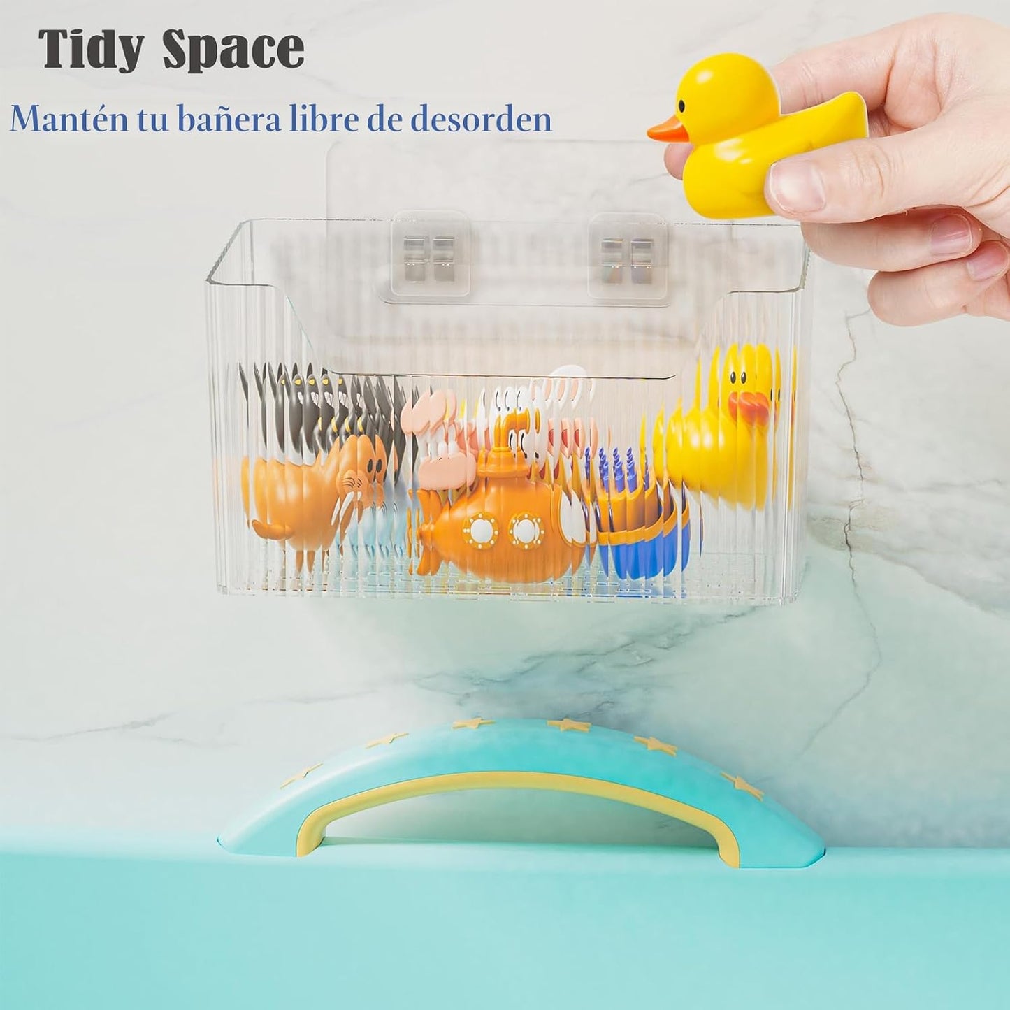 Organiz. adhesivo puerta 2uds transparente baño cocina
