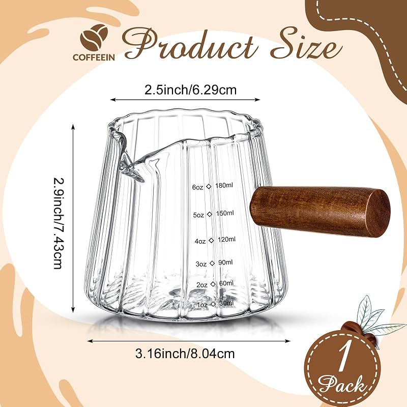 Vaso Espresso 6oz con Asa Taza Medidora Transparente
