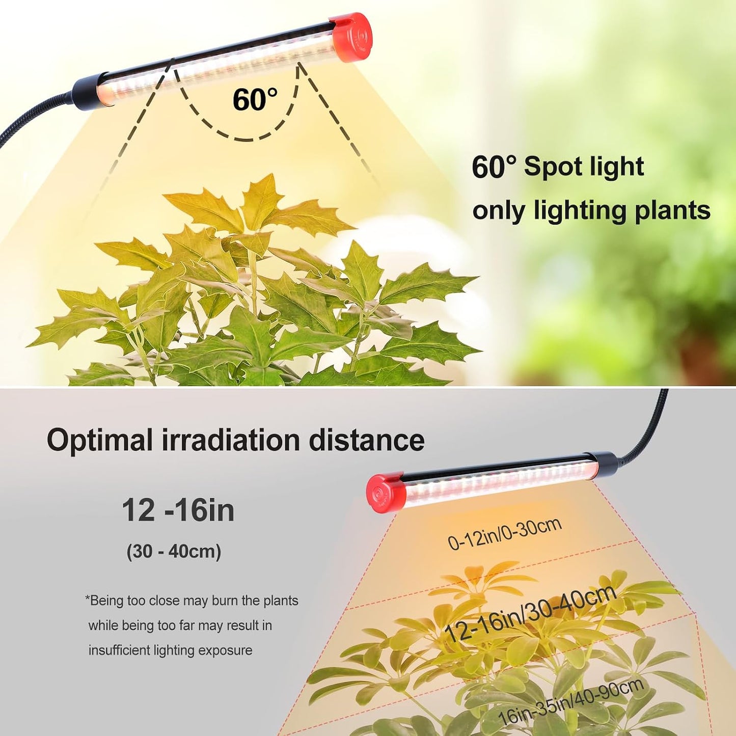 Luz crecimiento 4 cabezales espectro completo 36W