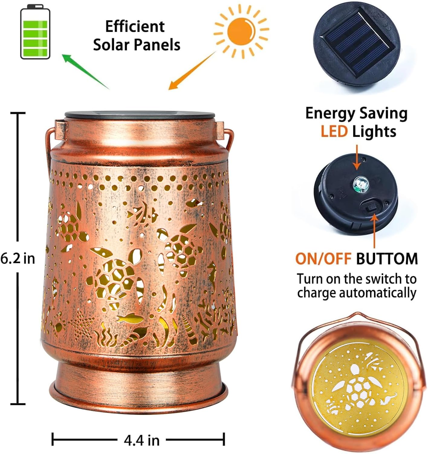 Faroles solares impermeables decorativos de metal