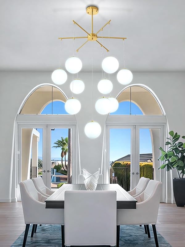 Candelabro Sputnik 10 luces LED regulable color dorado