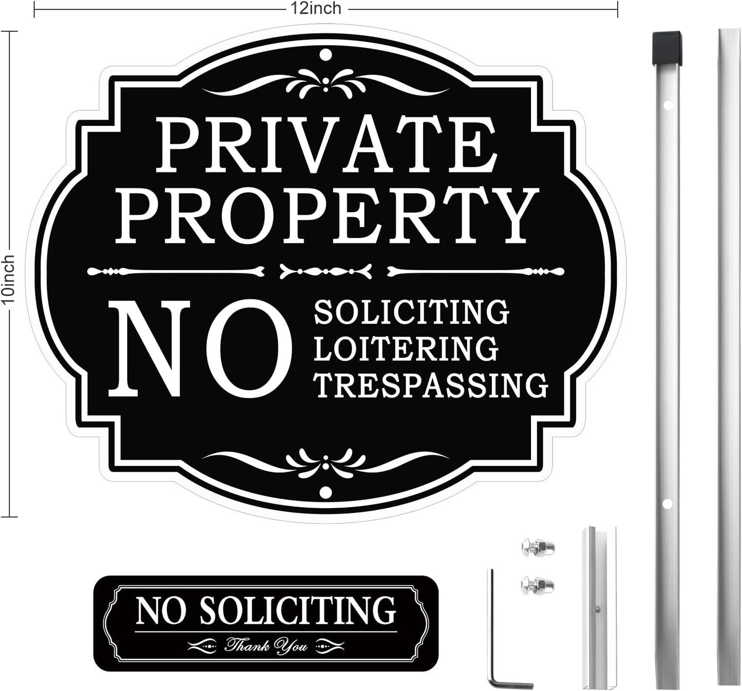 Letrero No Soliciting aluminio 12x28" estaca metal