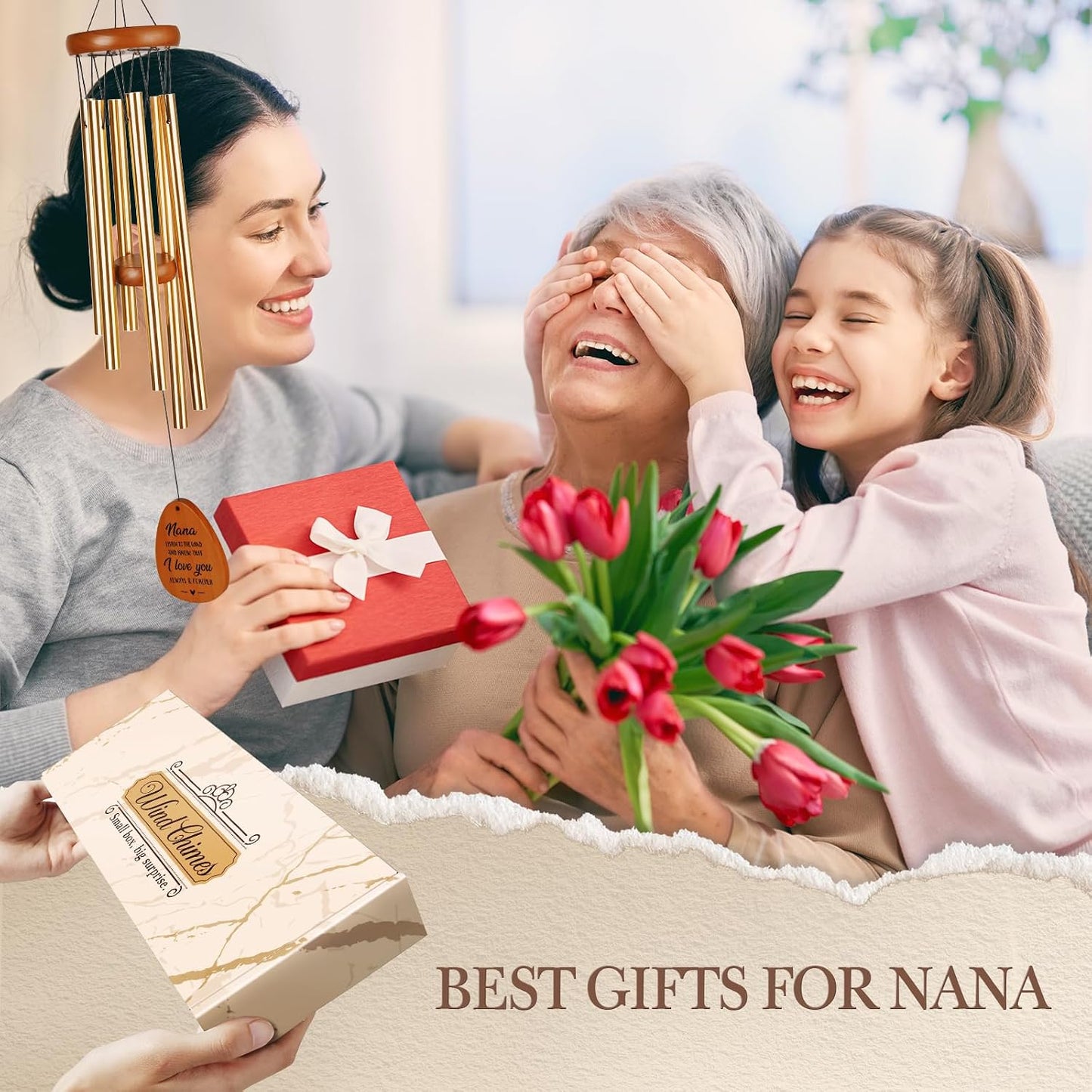 Campanillas viento con texto I Love You regalo nanas