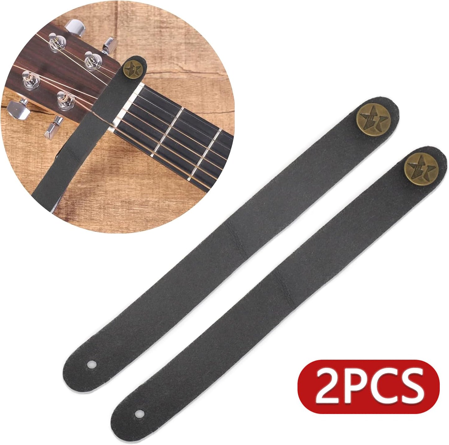 2 Pzas Correas Guitarra Cuero Cuello Acústico Eléctrico Bajo